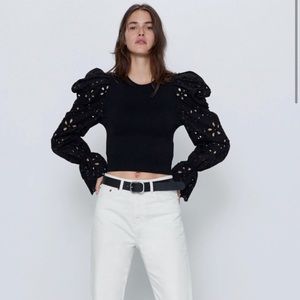 Zara embroidered sweater top
